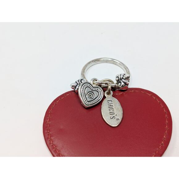 Chico's Silver Tone Red Heart-Shaped Charms Keychain Key Ring Fob Valentine's - Picture 2 of 5